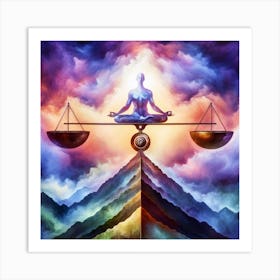 Meditating Man On The Scales Art Print