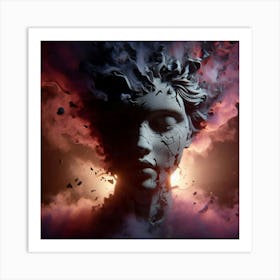 Woman With A Head Full Of Smoke Art Print