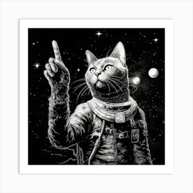 Cat Touching and Pointing Art Print