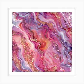 Pink And Gold Swirls Art Print