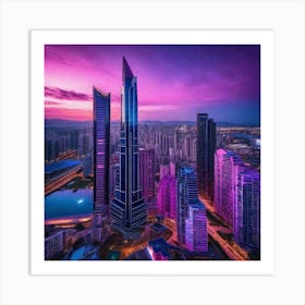 Skyline At Dusk 1 Art Print