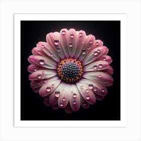 Pink Flower With Water Droplets Art Print