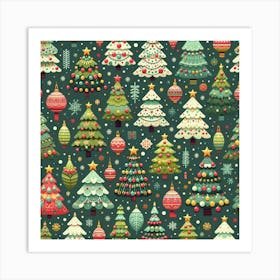 Christmas Tree Seamless Pattern 2 Art Print