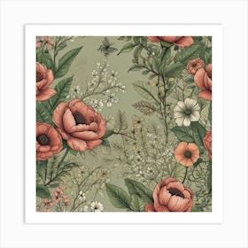 Floral Wallpaper Art Print