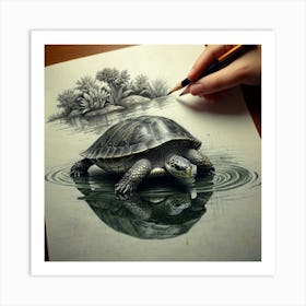 Turtle In Water 4 Art Print