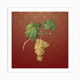 Vintage Grape Vine Botanical on Falu Red Pattern n.2079 Art Print