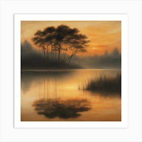 Sunrise Over The Lake Art Print