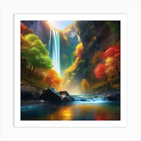 Waterfall In The Forest 38 Art Print