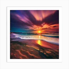 Sunset At The Beach 200 Art Print