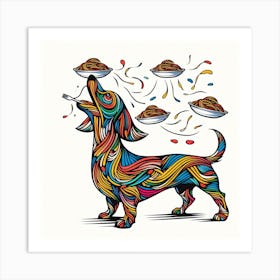 Dachshund S Spaghetti Spectacle Art Print