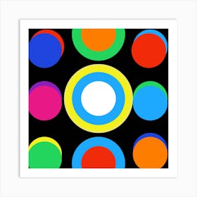 Circles On A Black Background Art Print