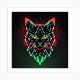 Neon Cat Art Print