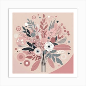 Scandinavian style, Pink bouquet 2 Art Print