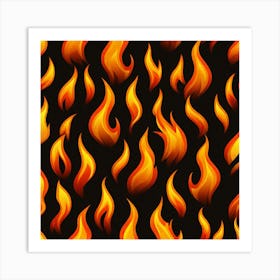 Flames On Black Background 44 Art Print