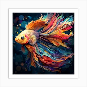 Colorful Siamese Betta Fish Art Art Print