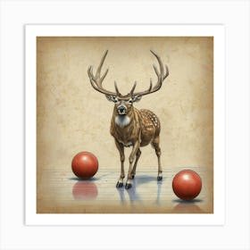 Deer With Red Balls Art Print