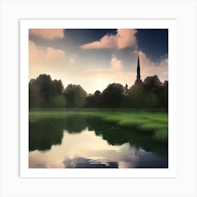 Sunrise Over A Lake Art Print