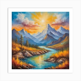 sunrise in  the mountain Art Print