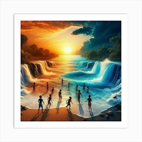 Children At The Beach Art Print