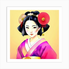 Japan Beautiful Geisha Girl Art Print