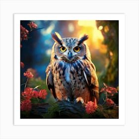 Firefly Magical Owl Perched In Dreamlike Tranquil Setting 6605 (2) Art Print