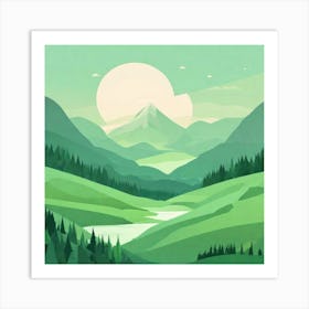 Misty mountains background in green tone 131 Art Print