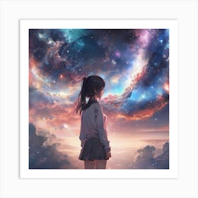 Girl In Space Art Print