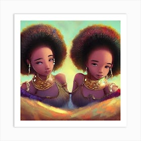 Two Afro Girls Art Print