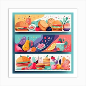 Food Banners Set Art Print