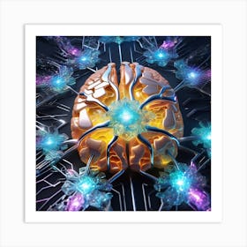 3d Rendering Of A Brain 3 Art Print