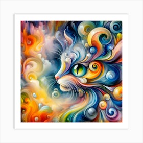 Colorful Cat Painting 6 Art Print