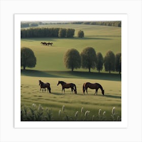 Horses In The Field 6 Art Print