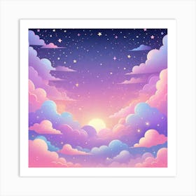 Sky With Twinkling Stars In Pastel Colors Square Composition 88 Art Print