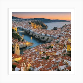 Portuguese City At Sunset 2 Art Print