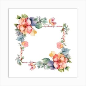 Watercolor Floral Frame 1 Art Print