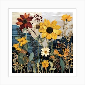 Wildflowers, Produce An Eclectic Collage Combining Calligraphy Textured Paint Swatches And Cut Out Elements Art Print