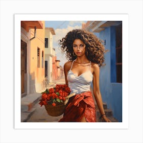 Woman With Flowers 1 Art Print