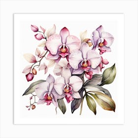 Pattern with Orchid flowers Art Print