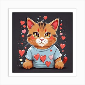 Cat With Hearts Art Print