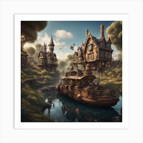 Steampunk Village Art Print