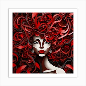 Abstract Woman With Red Hair Art Print