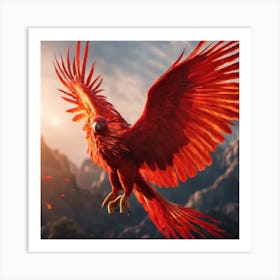 Ruby Phoenix: Dance of the Fiery Plumes Art Print