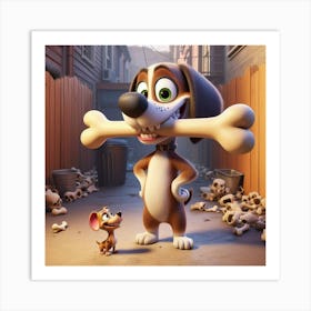 Cute Dog with a Bone 3 Art Print