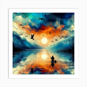 Sunset Fishing 1 Art Print