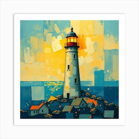 Lighthouse At Sunset 7 Art Print