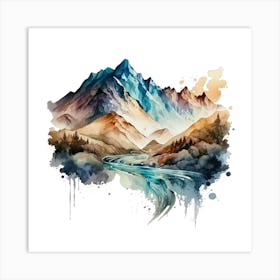 Watercolor Mountains Art Print