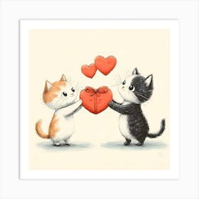 Charming Cats Exchange Heart Art Print