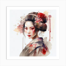 Watercolor Modern Geisha #2 Art Print