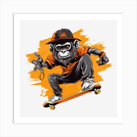 Monkey Skateboarding 1 Art Print