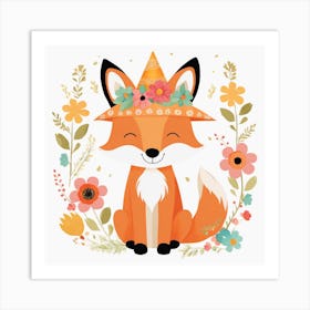 Floral Baby Fox Nursery Illustration (18) 1 Art Print